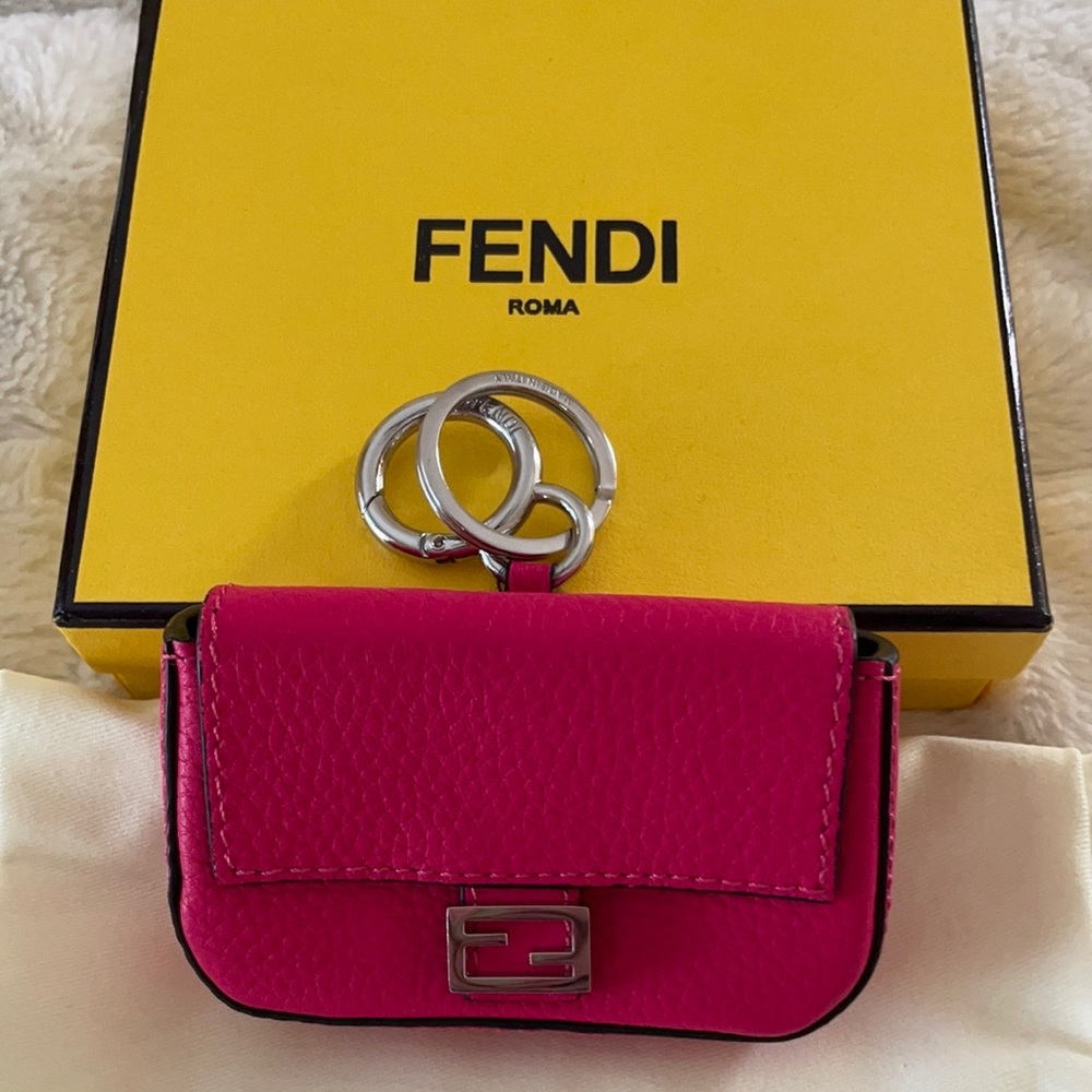Fendi Card Holder Keychain Bag Charm pink